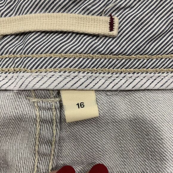 GAP Sz 16 Jeans Grey Straight Leg High Rise Flap Back Pockets Flat Front Women’s - Picture 3 of 11